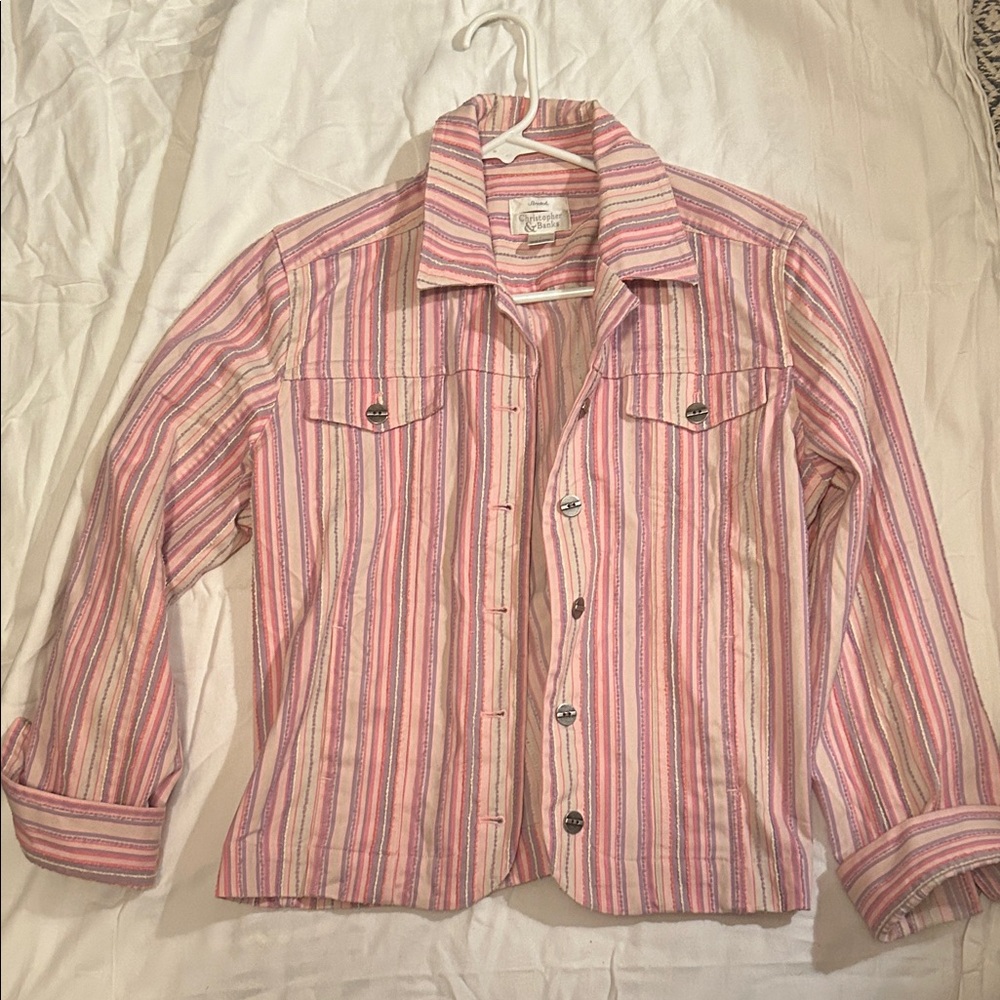Christopher & Banks Pink Striped Jacket